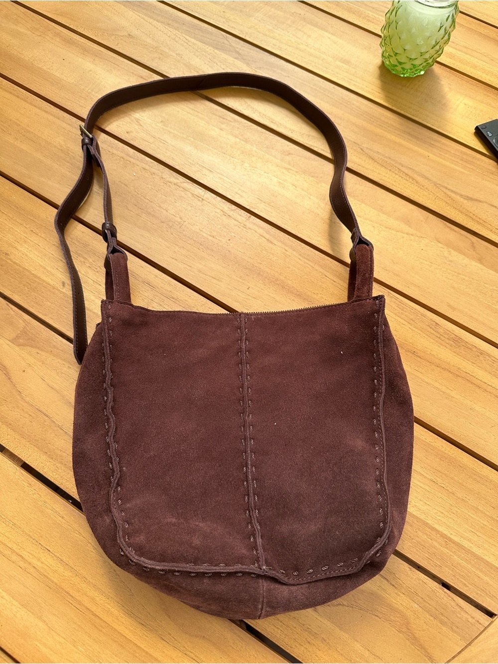 The Sak Suede Shoulder Bag in Dark Brown